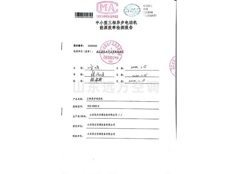 中小型三相異步電動(dòng)機(jī)能源效率檢測(cè)報(bào)告